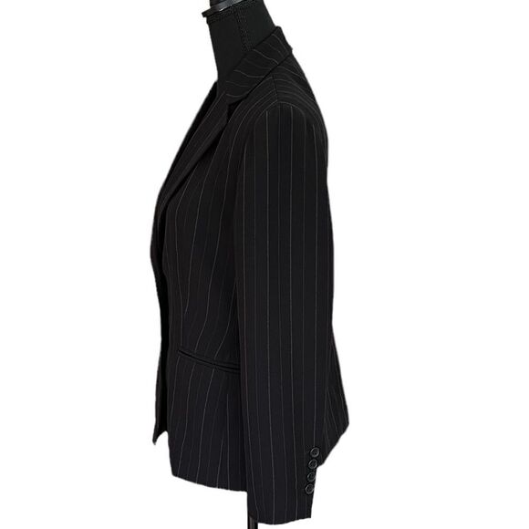 ANN Taylor LOFT Petites black/ white pinstripe blazer size 6P - Picture 2 of 5